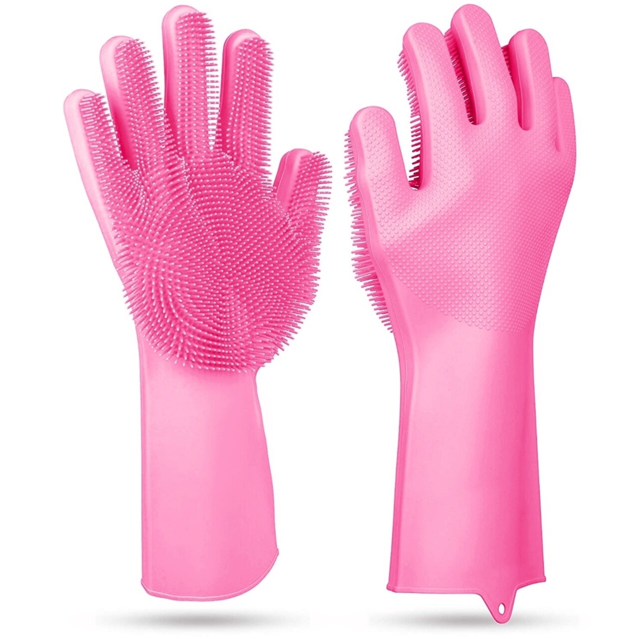 Magic Silicone Cleaning Gloves Pet Scrubber Heat Resistant 1 Pair Pink Blue Gray